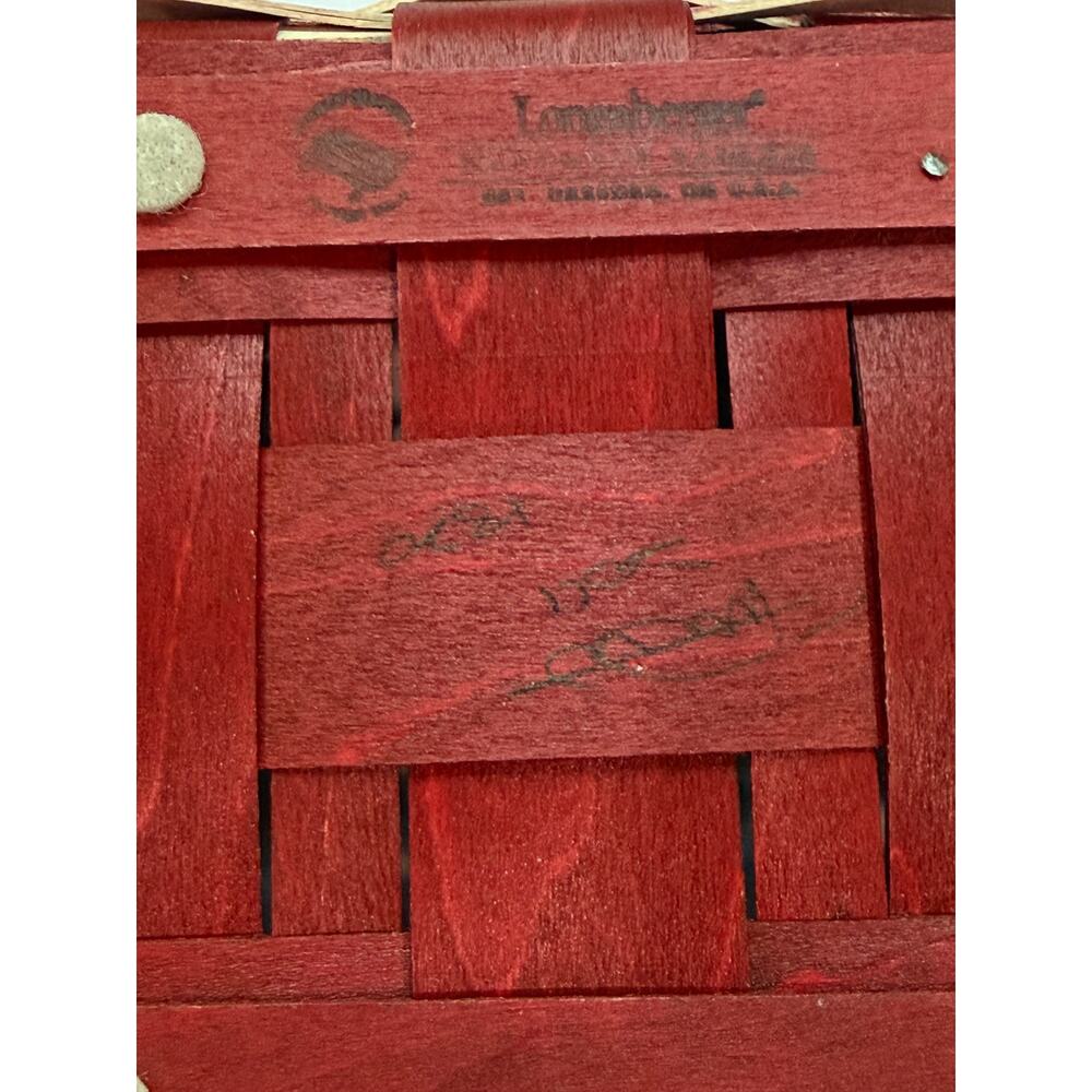 Longaberger Santa Belt Small Tissue Basket Wood Lid Christmas Handwoven USA - Picture 6 of 6